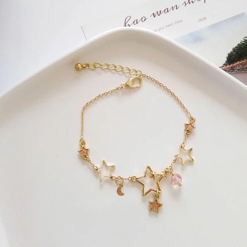 Kpop Irregular Imitation Pearl Bracelet For Women Korean Natural Stone Pendant Adjustable Cuff Bracelets Anniversary Jewelry
