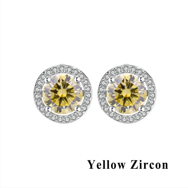 GRA Luxury Female S925 Silver Crystal Fashion Zircon Stone Earrings For Women Quality Jewelry Gift With Box Double Stud Earrings