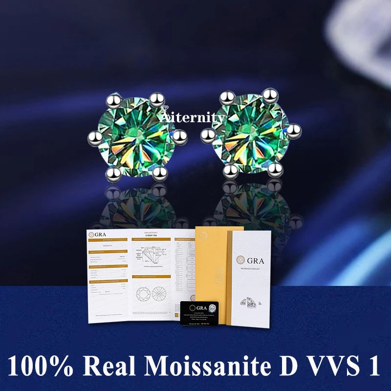 HOT GRA Moissanite Stud Earrings S925 Silver Platinum And Gold Plating 2 Certificates Pass Diamond Tester For Women Fine Jewelry