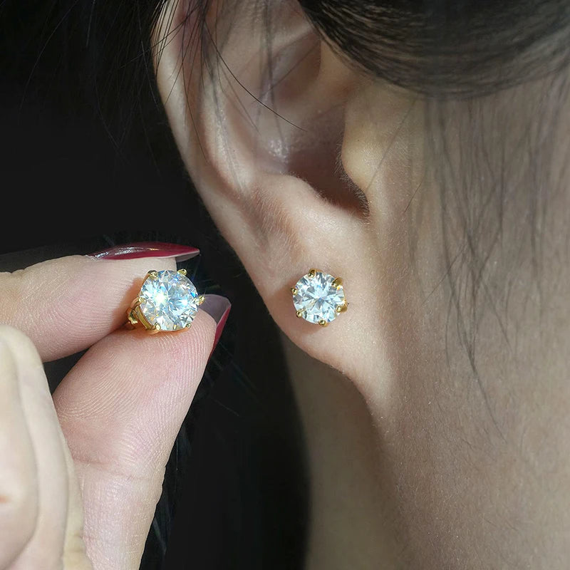 HOT GRA Moissanite Stud Earrings S925 Silver Platinum And Gold Plating 2 Certificates Pass Diamond Tester For Women Fine Jewelry