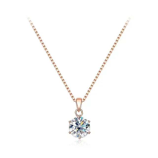2CT Moissanite Diamond Pendant Necklace for Women 925 Sterling Silver D Color VVSI Clarity Solitaire Diamond Neckchain with GRA