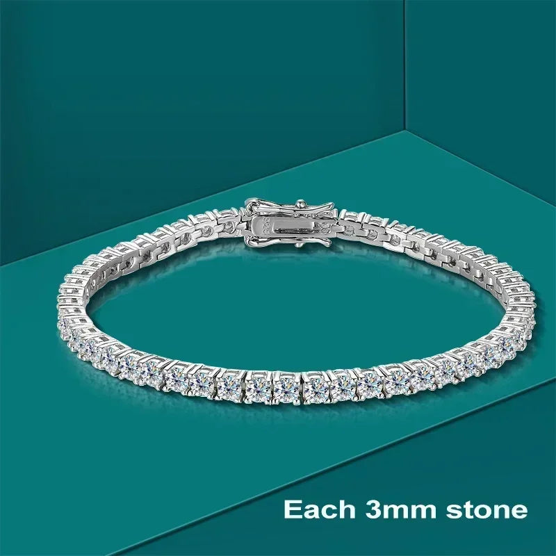 3/5/6.5mm Full Moissanite Diamond Tennis Bracelet with Gra Certificate 925 Sterling Silver Bracelets for Women Men Fine Jewelry