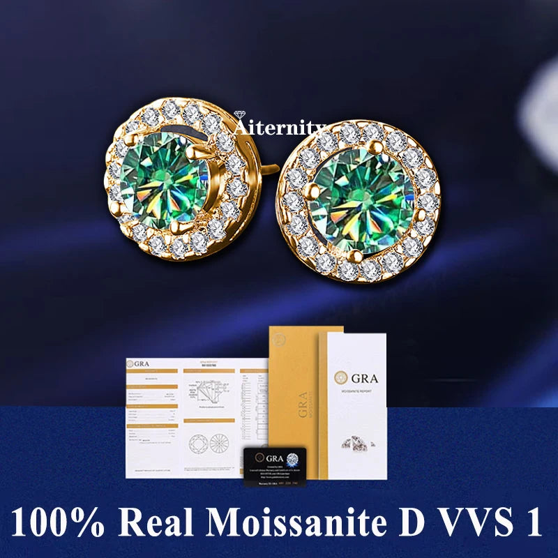 HOT GRA Moissanite Stud Earrings S925 Silver Platinum And Gold Plating 2 Certificates Pass Diamond Tester For Women Fine Jewelry