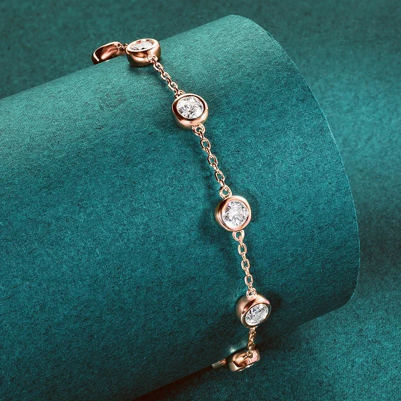 2.4 Carat 4mm Classic Bubble Moissanite Bracelets 925 Sterling Silver Round Cut Tennis Diamond Bracelet with GRA for Women KUTPF