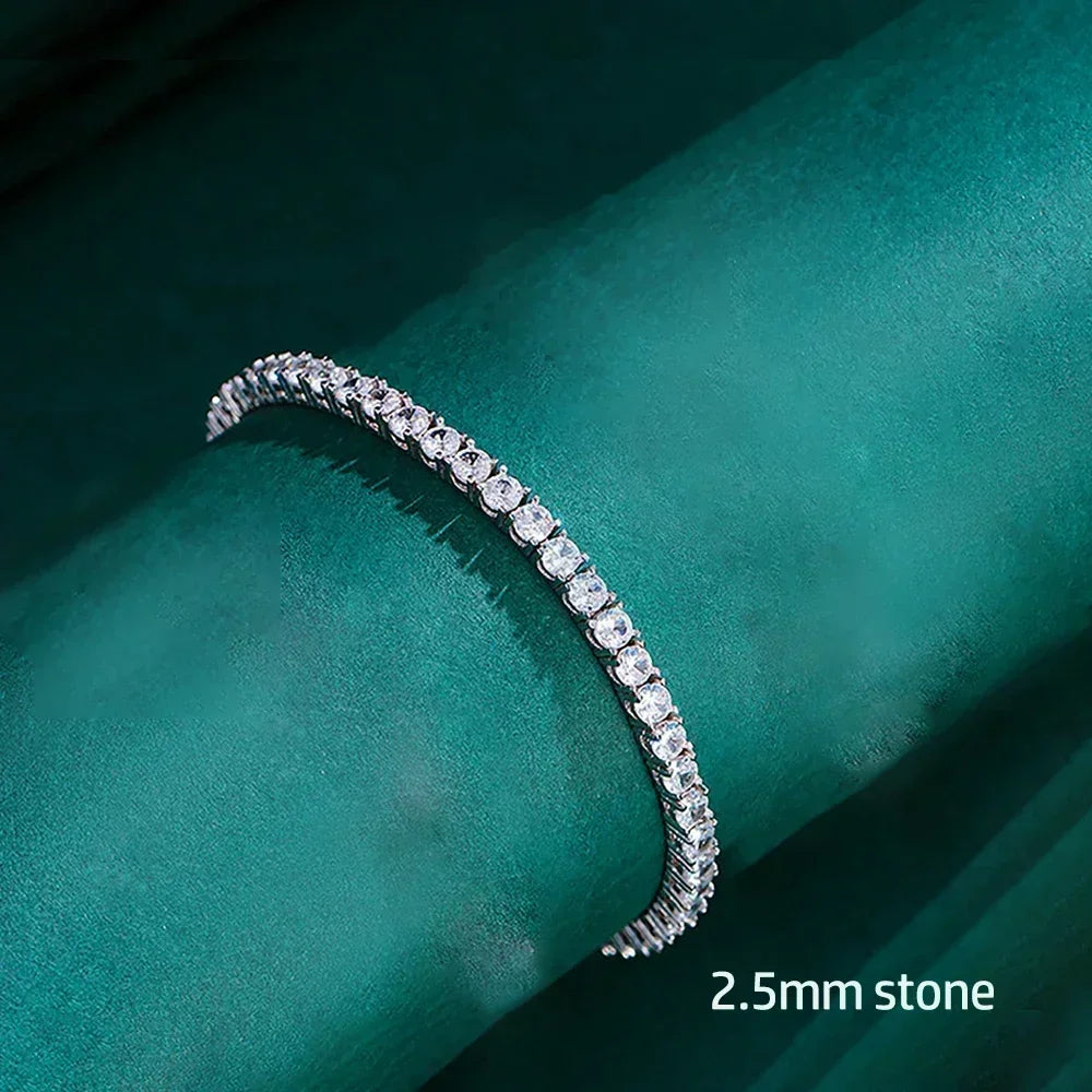 3/5/6.5mm Full Moissanite Diamond Tennis Bracelet with Gra Certificate 925 Sterling Silver Bracelets for Women Men Fine Jewelry