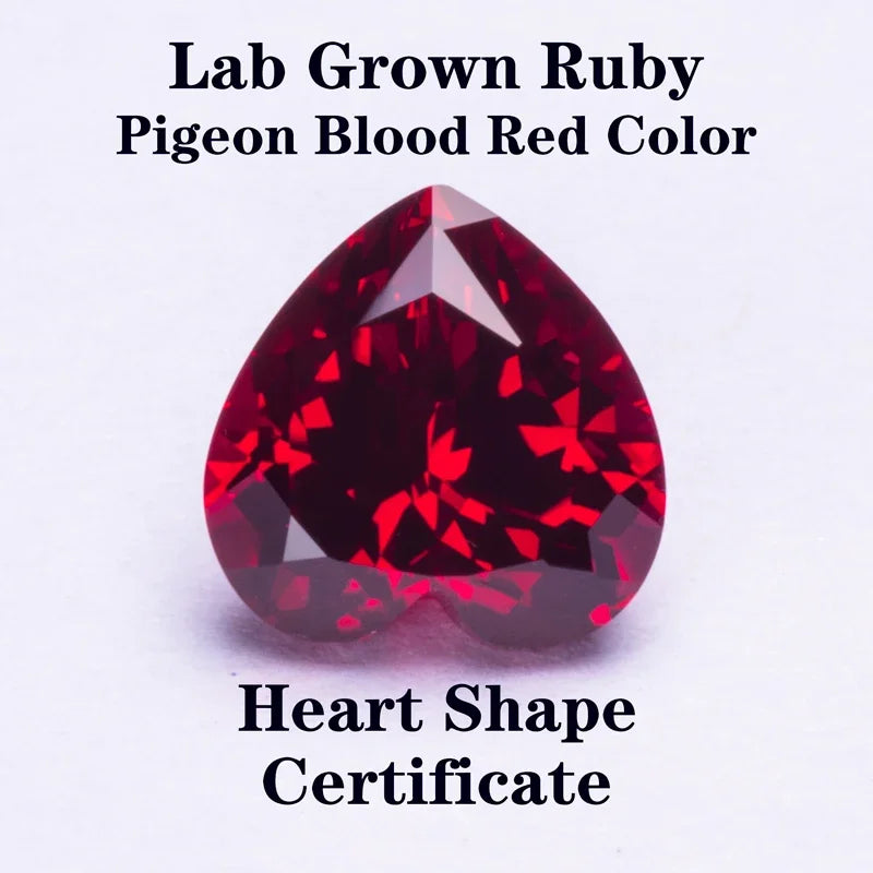 Lab Grown Ruby Heart Shape Gemstones Pigeon Blood Red Charm Beads for Jewelry Diy Making Materials Selectable AGL Certificate