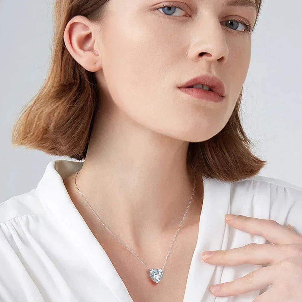 2/4/6carat Heart Cut Moissanite Pendant Necklace for Women S925 Silver D Color Solitaire Diamond Neck Chain with Certificate
