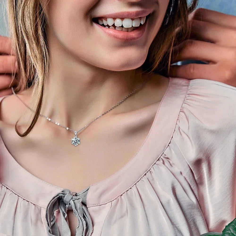 2CT Moissanite Diamond Pendant Necklace for Women 925 Sterling Silver D Color VVSI Clarity Solitaire Diamond Neckchain with GRA