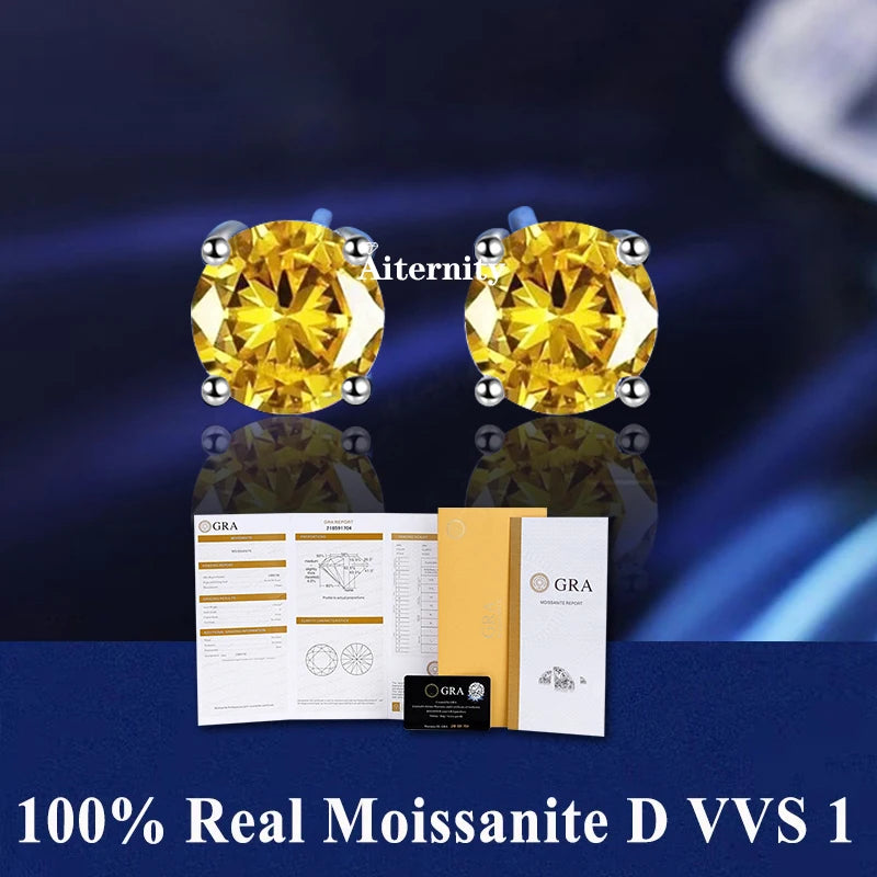 HOT GRA Moissanite Stud Earrings S925 Silver Platinum And Gold Plating 2 Certificates Pass Diamond Tester For Women Fine Jewelry