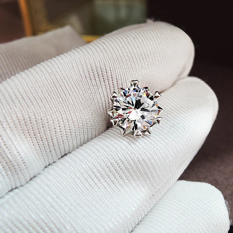 GRA Luxury Female S925 Silver Crystal Fashion Zircon Stone Earrings For Women Quality Jewelry Gift With Box Double Stud Earrings