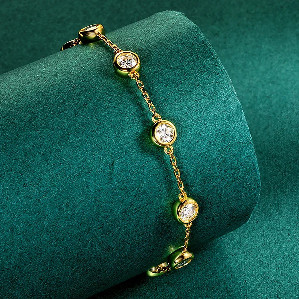 2.4 Carat 4mm Classic Bubble Moissanite Bracelets 925 Sterling Silver Round Cut Tennis Diamond Bracelet with GRA for Women KUTPF