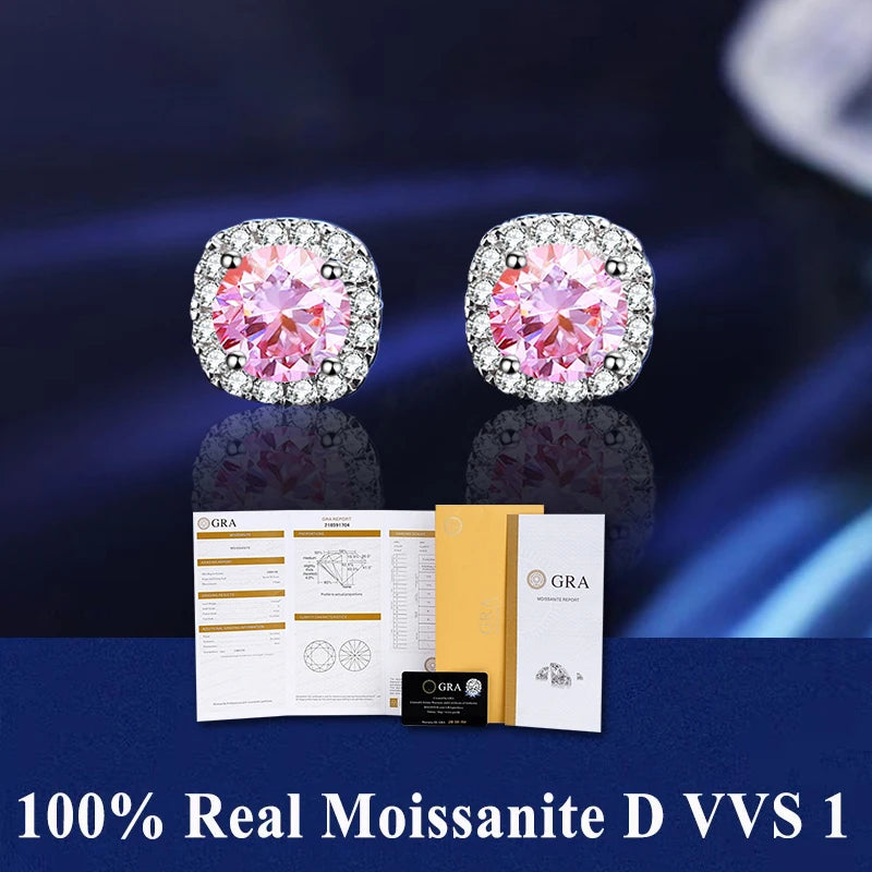 HOT GRA Moissanite Stud Earrings S925 Silver Platinum And Gold Plating 2 Certificates Pass Diamond Tester For Women Fine Jewelry