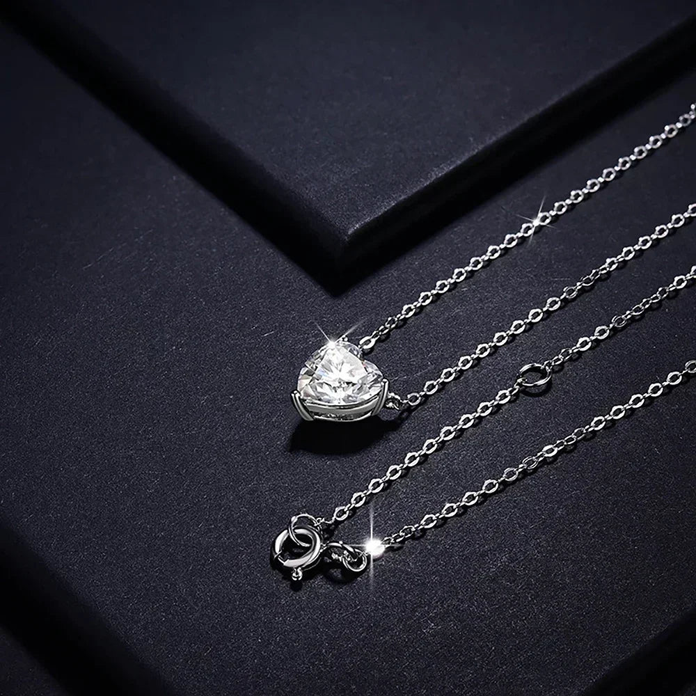 2/4/6carat Heart Cut Moissanite Pendant Necklace for Women S925 Silver D Color Solitaire Diamond Neck Chain with Certificate
