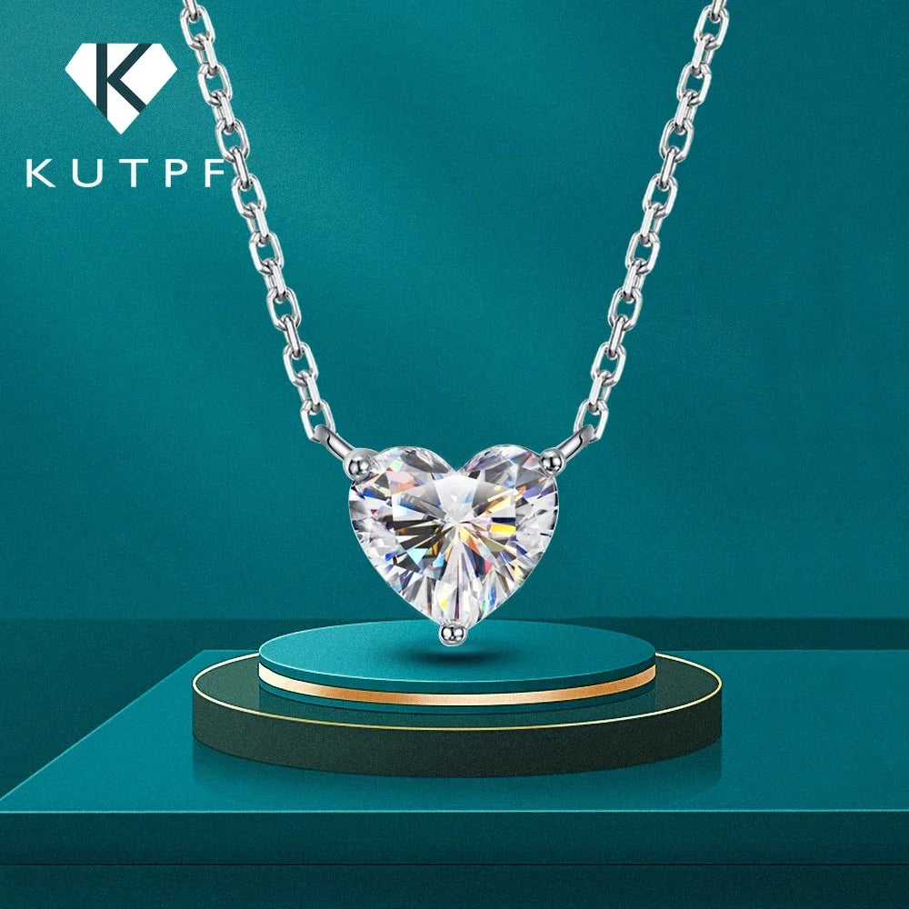 2/4/6carat Heart Cut Moissanite Pendant Necklace for Women S925 Silver D Color Solitaire Diamond Neck Chain with Certificate