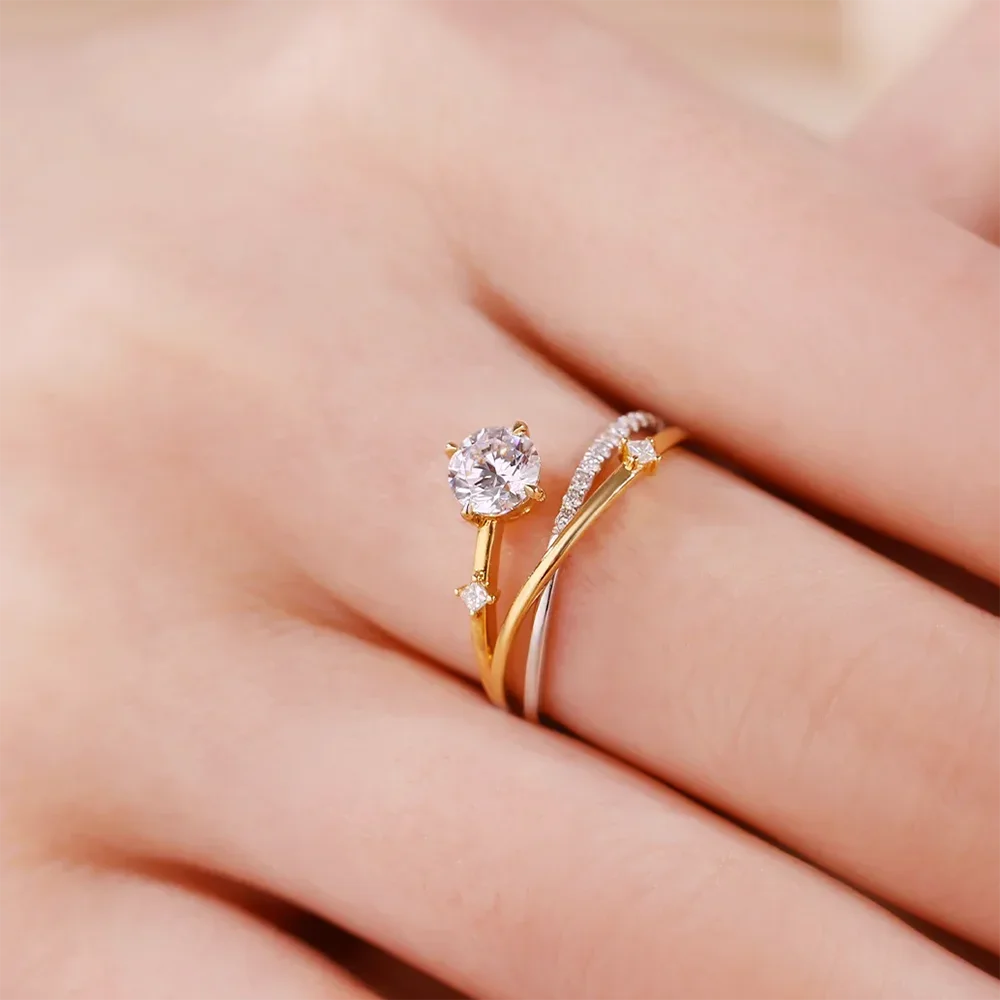 1Carat Real Moissanite Diamond Engagement rings With Certificate S925 Silver Shooting Star Wedding Ring for Women Fine Jewelry