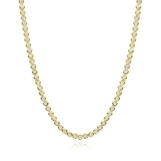 2/3mm Round Bubble Moissanite Tennis Necklace Bracelets Bezel Setting 925 Silver D Color Diamond Neck Chain Chokers for Women