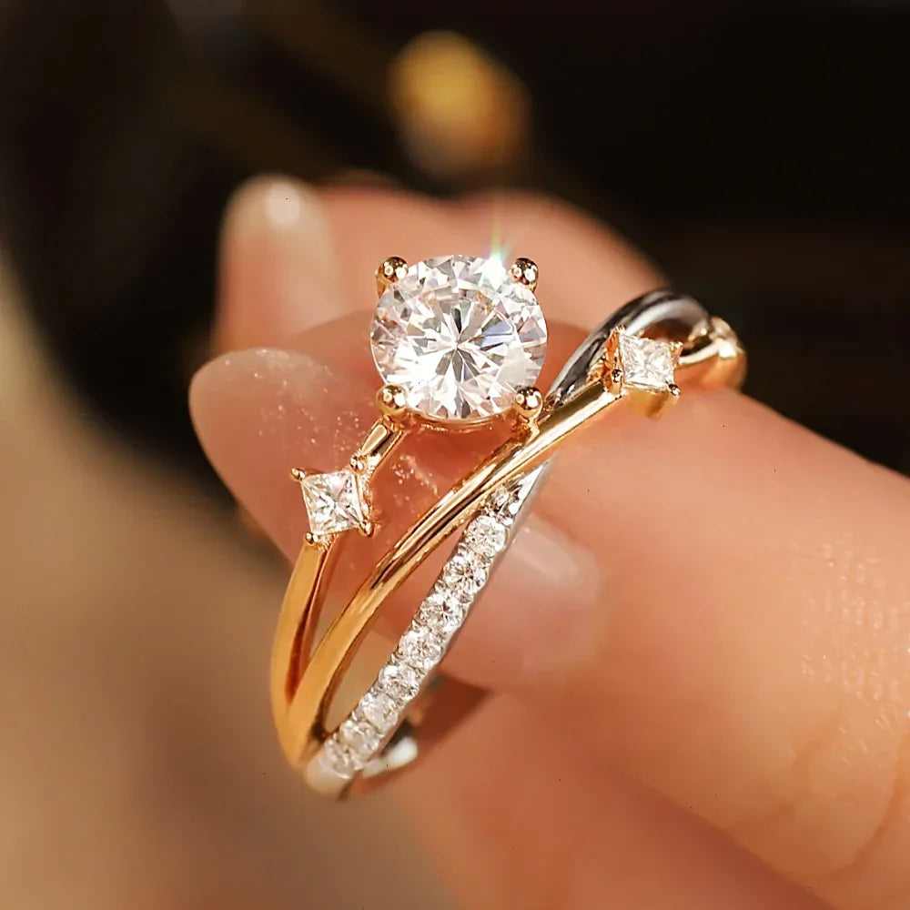 1Carat Real Moissanite Diamond Engagement rings With Certificate S925 Silver Shooting Star Wedding Ring for Women Fine Jewelry