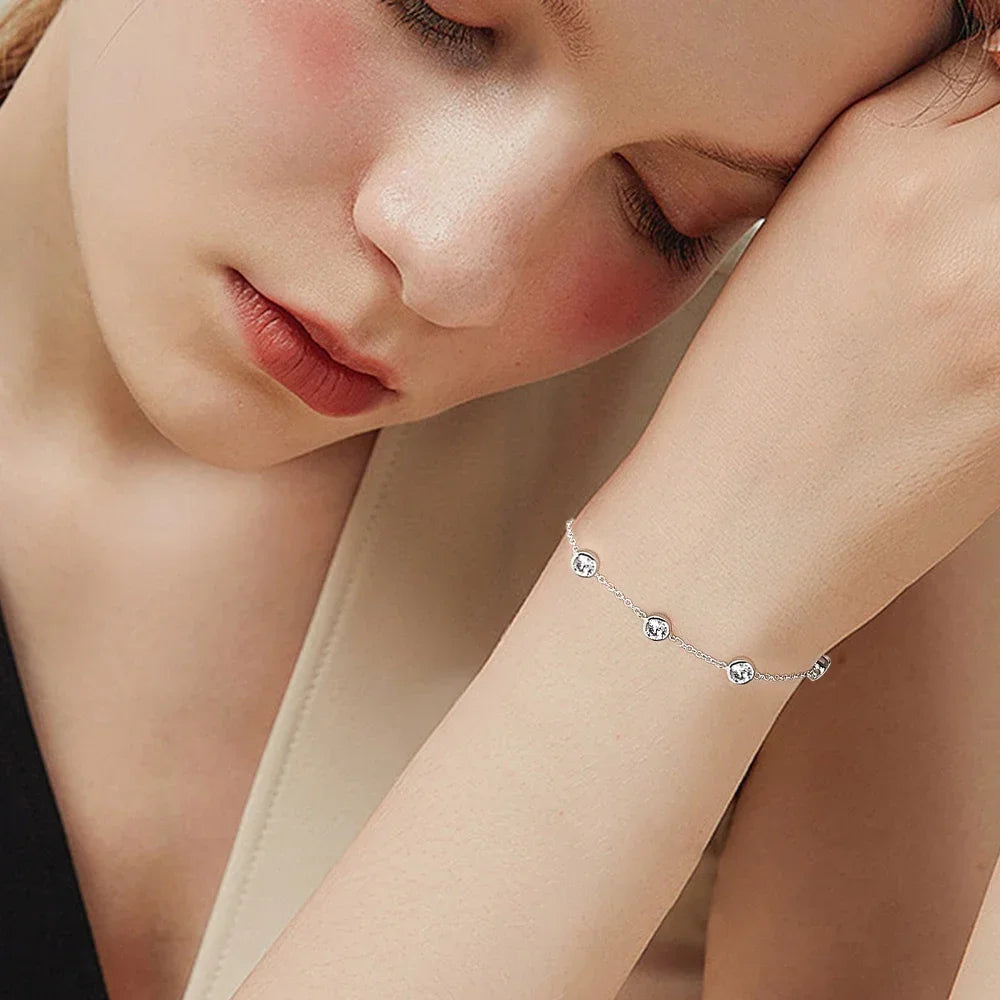 2.4 Carat 4mm Classic Bubble Moissanite Bracelets 925 Sterling Silver Round Cut Tennis Diamond Bracelet with GRA for Women KUTPF