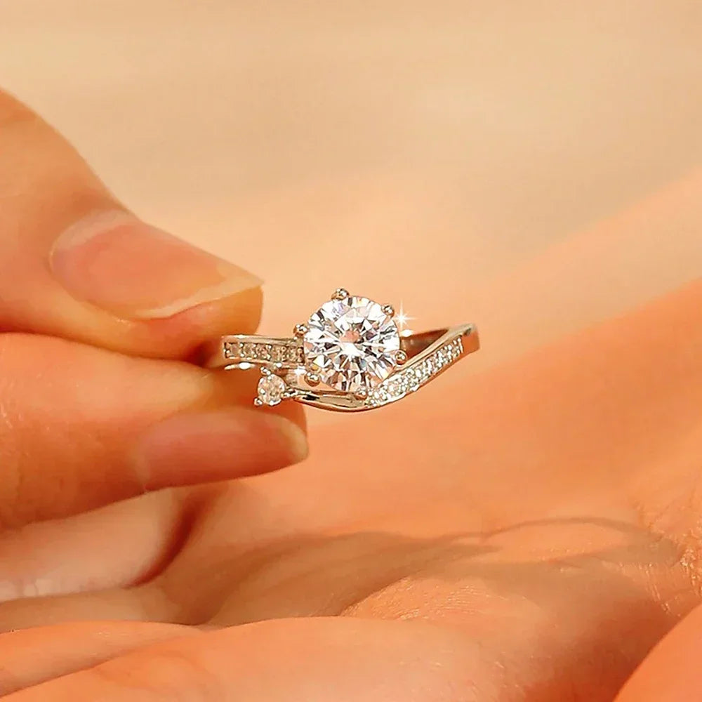 1Carat Real Moissanite Diamond Engagement rings With Certificate S925 Silver Shooting Star Wedding Ring for Women Fine Jewelry