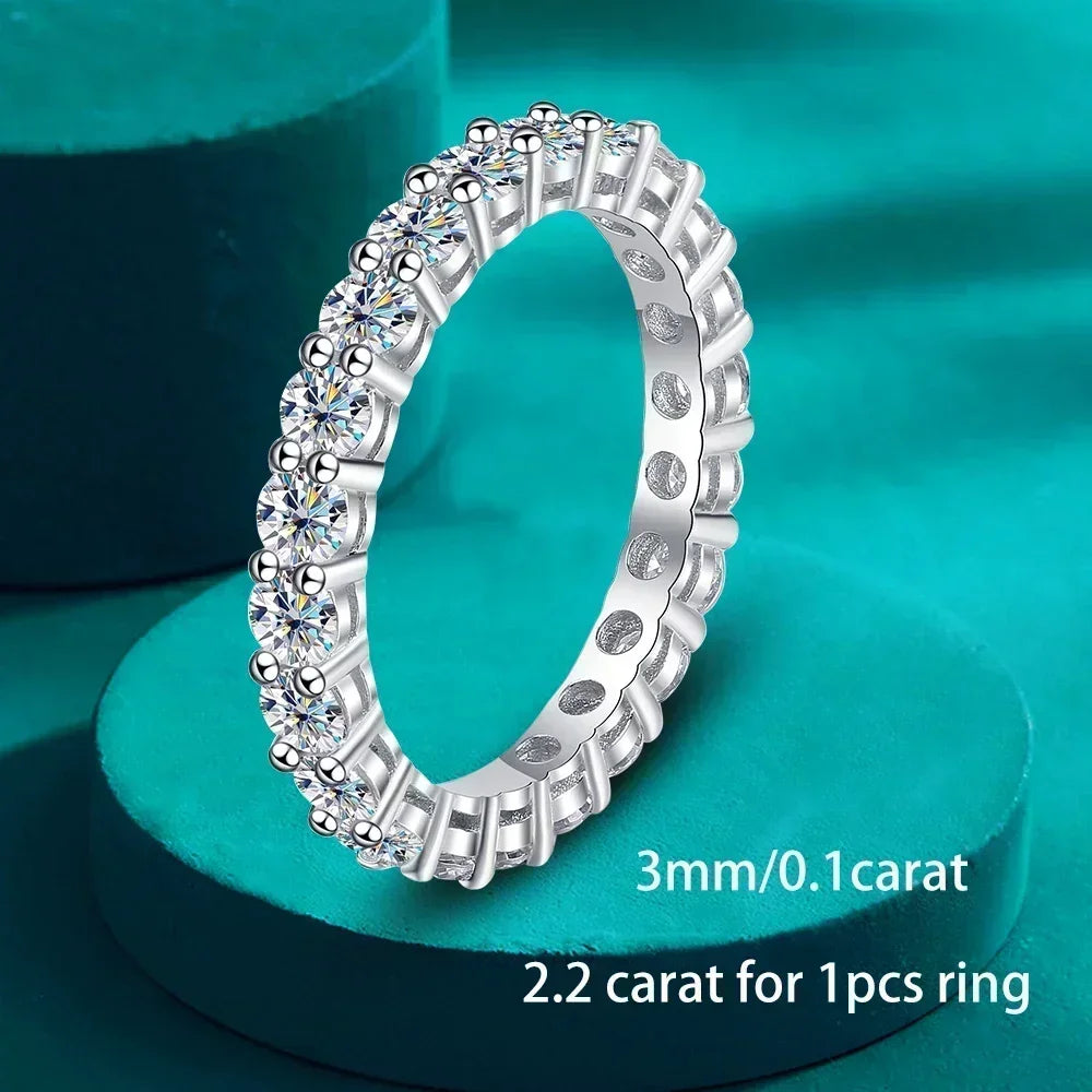 5mm Full Moissanite Eternity Ring for Women Men 100% S925 Sterling Silver Plated 18k Gold Engagement Wedding Diamond Rings Band