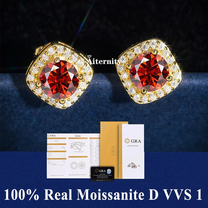 HOT GRA Moissanite Stud Earrings S925 Silver Platinum And Gold Plating 2 Certificates Pass Diamond Tester For Women Fine Jewelry