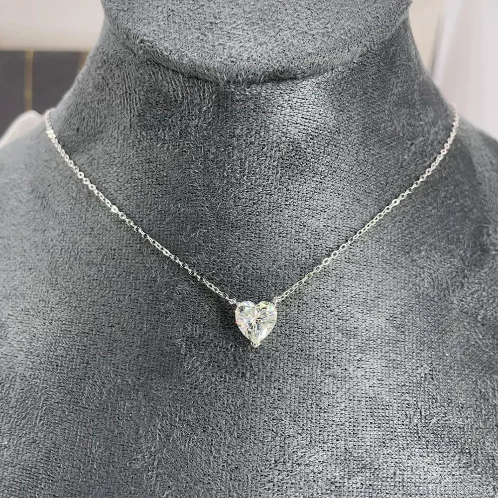 2/4/6carat Heart Cut Moissanite Pendant Necklace for Women S925 Silver D Color Solitaire Diamond Neck Chain with Certificate