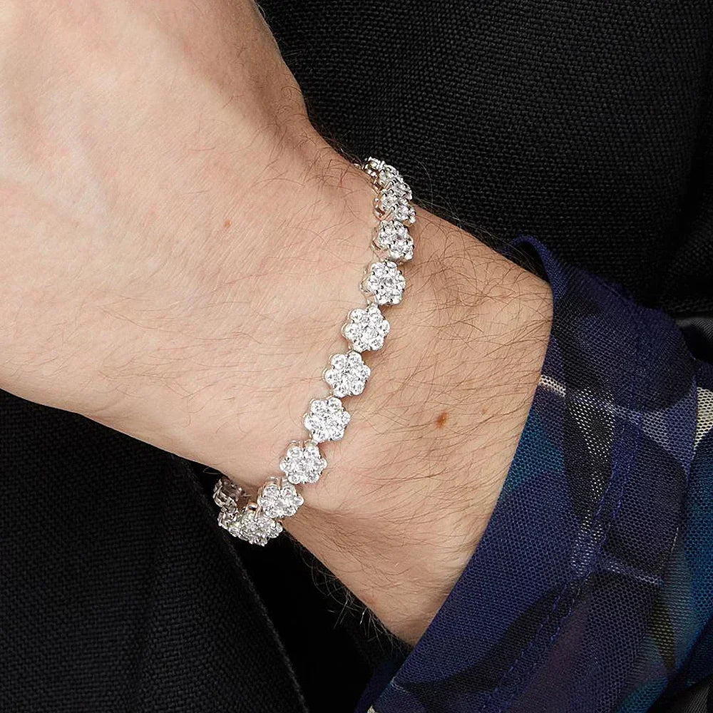Full Moissanite Diamond Tennis Bracelet With Gra Certificate Flower Shape Bracelets For Women 925 Sterling Silver Fine Jewelry
