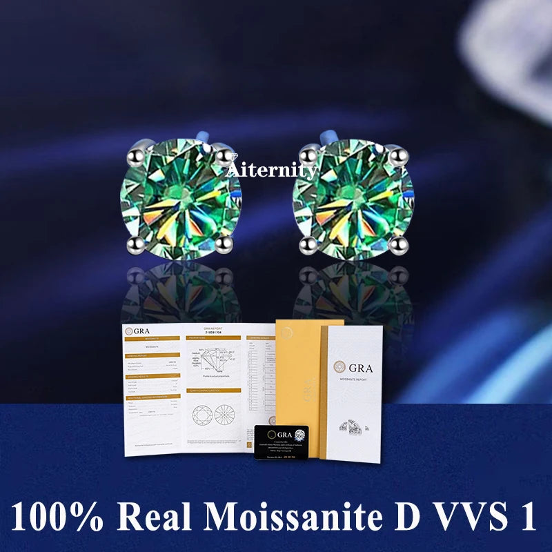 HOT GRA Moissanite Stud Earrings S925 Silver Platinum And Gold Plating 2 Certificates Pass Diamond Tester For Women Fine Jewelry
