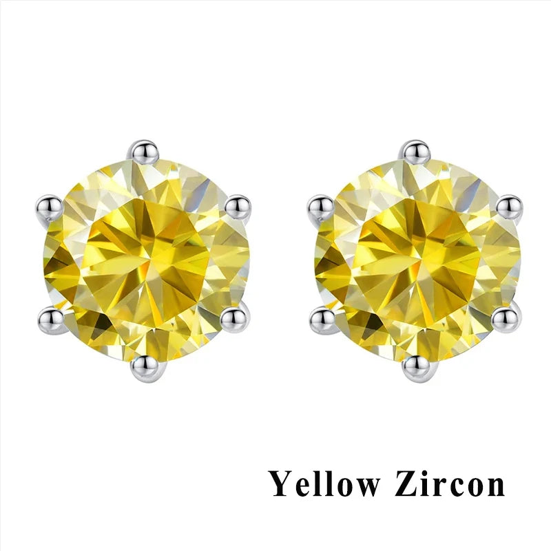 GRA Luxury Female S925 Silver Crystal Fashion Zircon Stone Earrings For Women Quality Jewelry Gift With Box Double Stud Earrings
