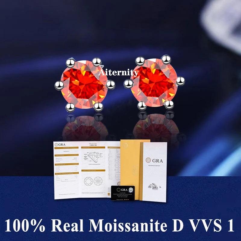 HOT GRA Moissanite Stud Earrings S925 Silver Platinum And Gold Plating 2 Certificates Pass Diamond Tester For Women Fine Jewelry