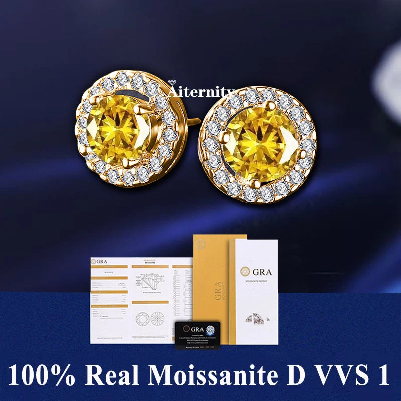 HOT GRA Moissanite Stud Earrings S925 Silver Platinum And Gold Plating 2 Certificates Pass Diamond Tester For Women Fine Jewelry