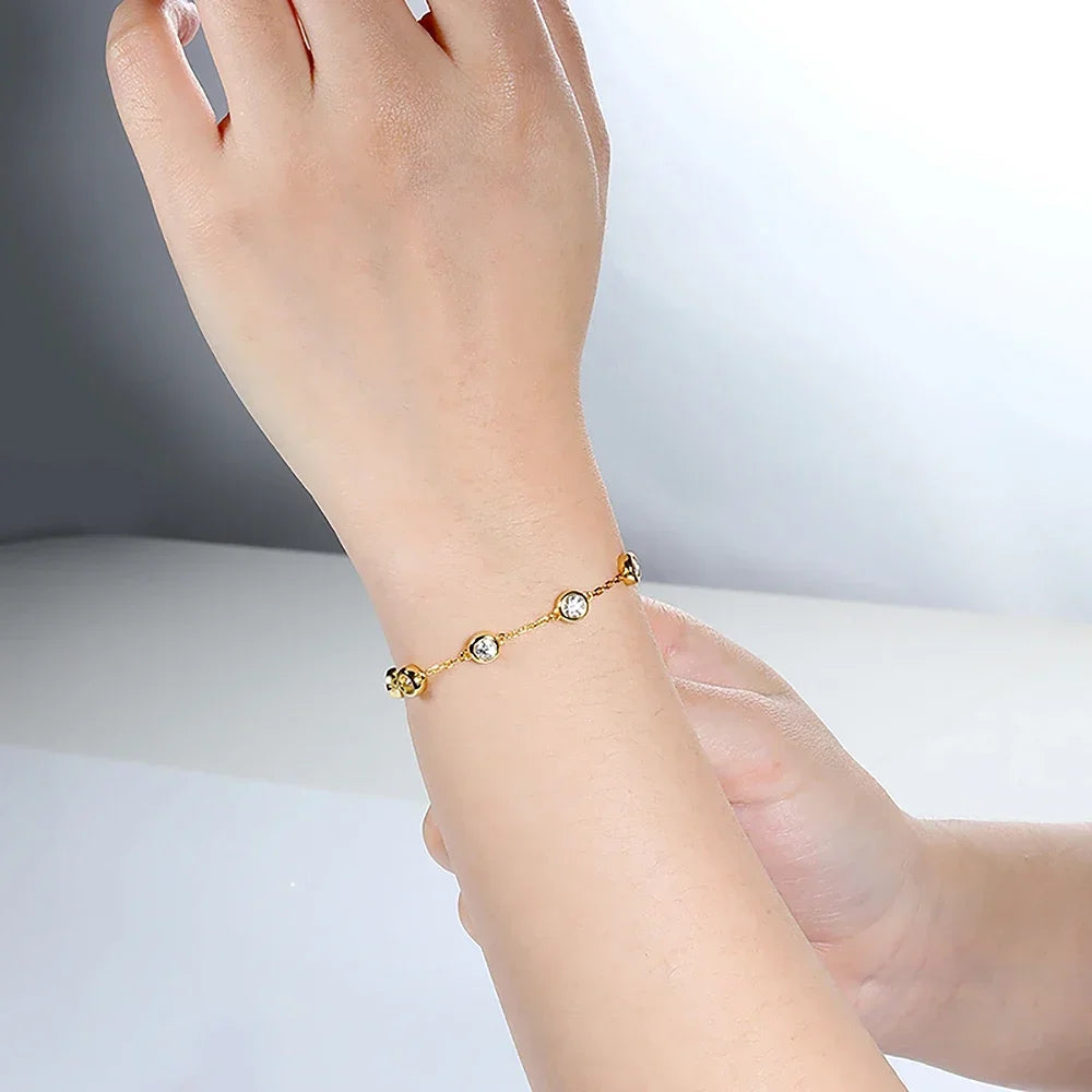 2.4 Carat 4mm Classic Bubble Moissanite Bracelets 925 Sterling Silver Round Cut Tennis Diamond Bracelet with GRA for Women KUTPF