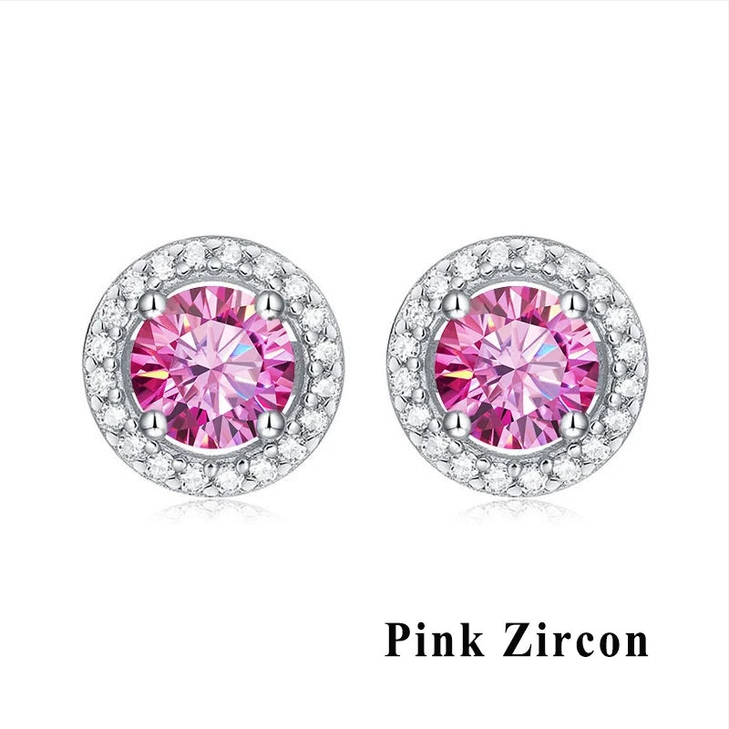 GRA Luxury Female S925 Silver Crystal Fashion Zircon Stone Earrings For Women Quality Jewelry Gift With Box Double Stud Earrings