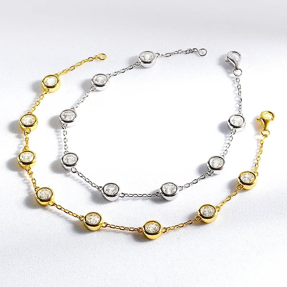 2.4 Carat 4mm Classic Bubble Moissanite Bracelets 925 Sterling Silver Round Cut Tennis Diamond Bracelet with GRA for Women KUTPF