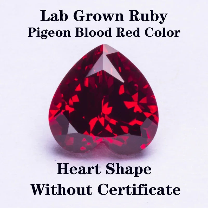 Lab Grown Ruby Heart Shape Gemstones Pigeon Blood Red Charm Beads for Jewelry Diy Making Materials Selectable AGL Certificate