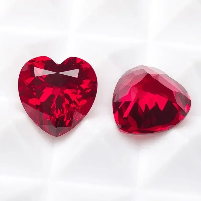Lab Grown Ruby Heart Shape Gemstones Pigeon Blood Red Charm Beads for Jewelry Diy Making Materials Selectable AGL Certificate