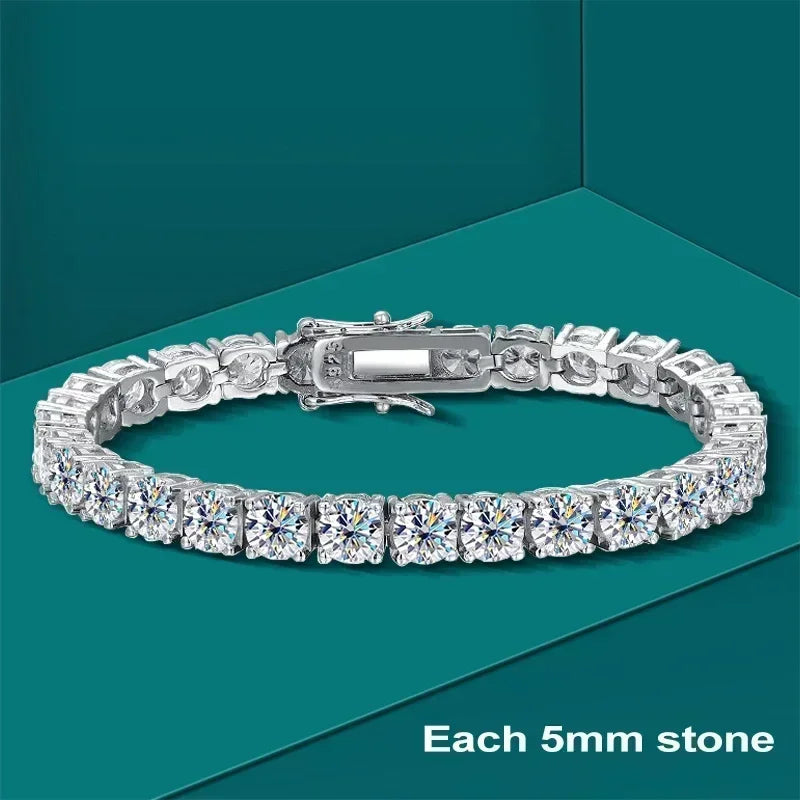 3/5/6.5mm Full Moissanite Diamond Tennis Bracelet with Gra Certificate 925 Sterling Silver Bracelets for Women Men Fine Jewelry