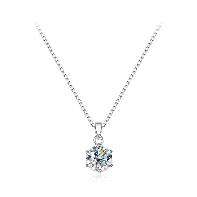 2CT Moissanite Diamond Pendant Necklace for Women 925 Sterling Silver D Color VVSI Clarity Solitaire Diamond Neckchain with GRA