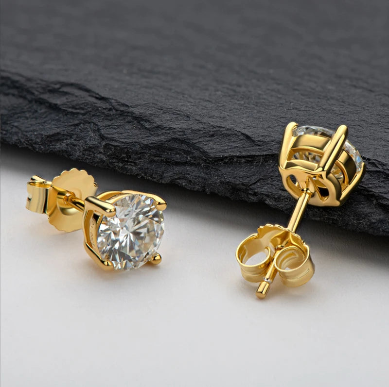 HOT GRA Moissanite Stud Earrings S925 Silver Platinum And Gold Plating 2 Certificates Pass Diamond Tester For Women Fine Jewelry