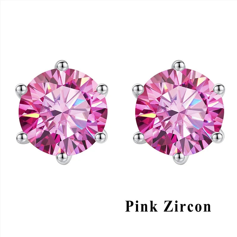 GRA Luxury Female S925 Silver Crystal Fashion Zircon Stone Earrings For Women Quality Jewelry Gift With Box Double Stud Earrings