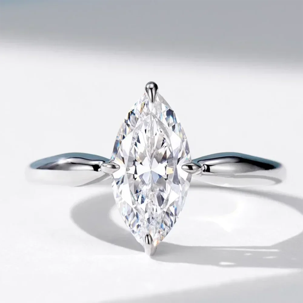 GRA Certified 1/2/3Carat Marquise Cut Moissanite Solitaire Diamond Ring 925 Sterling Silver Engagement Wedding Rings for Women
