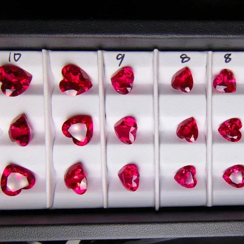 Lab Grown Ruby Heart Shape Gemstones Pigeon Blood Red Charm Beads for Jewelry Diy Making Materials Selectable AGL Certificate