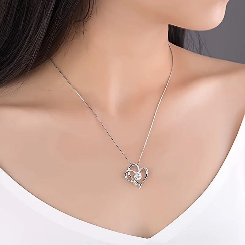 Elegant Heart Zircon Necklace With Luxury Rose Gift Box For Women Wedding Valentine's Day Gift 2024 New In Jewelry