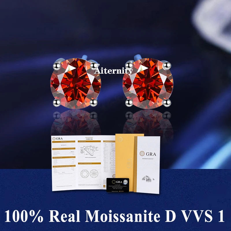 HOT GRA Moissanite Stud Earrings S925 Silver Platinum And Gold Plating 2 Certificates Pass Diamond Tester For Women Fine Jewelry