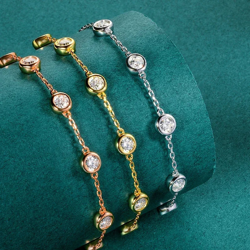 2.4 Carat 4mm Classic Bubble Moissanite Bracelets 925 Sterling Silver Round Cut Tennis Diamond Bracelet with GRA for Women KUTPF