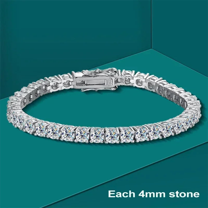3/5/6.5mm Full Moissanite Diamond Tennis Bracelet with Gra Certificate 925 Sterling Silver Bracelets for Women Men Fine Jewelry