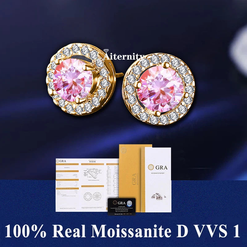 HOT GRA Moissanite Stud Earrings S925 Silver Platinum And Gold Plating 2 Certificates Pass Diamond Tester For Women Fine Jewelry