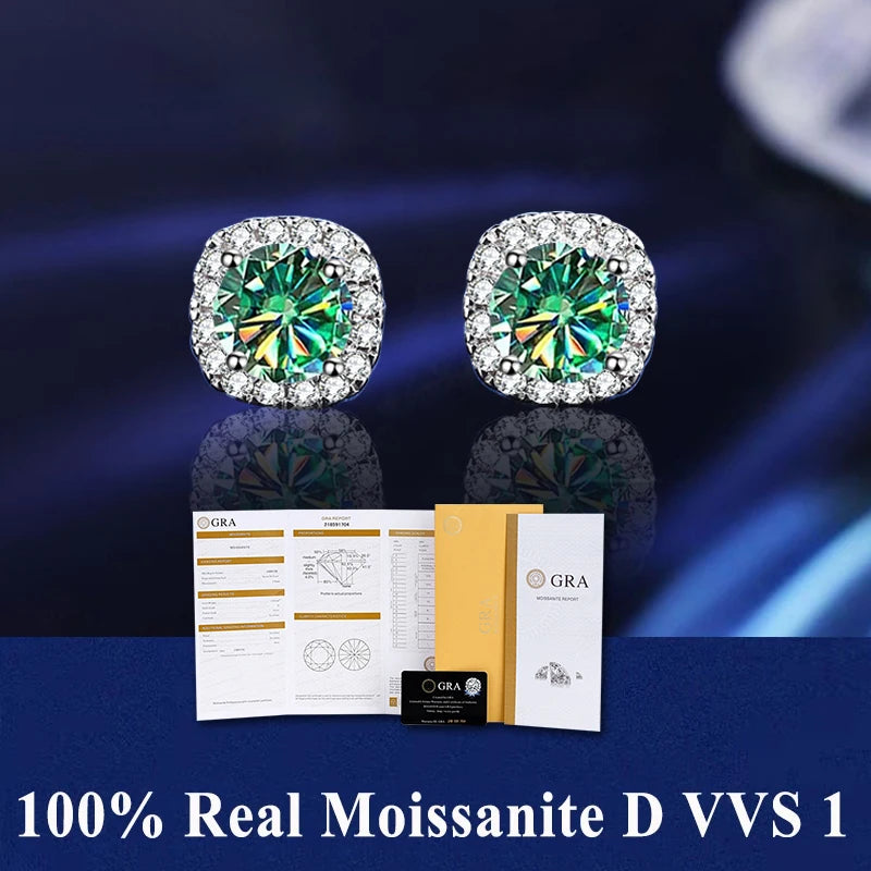 HOT GRA Moissanite Stud Earrings S925 Silver Platinum And Gold Plating 2 Certificates Pass Diamond Tester For Women Fine Jewelry