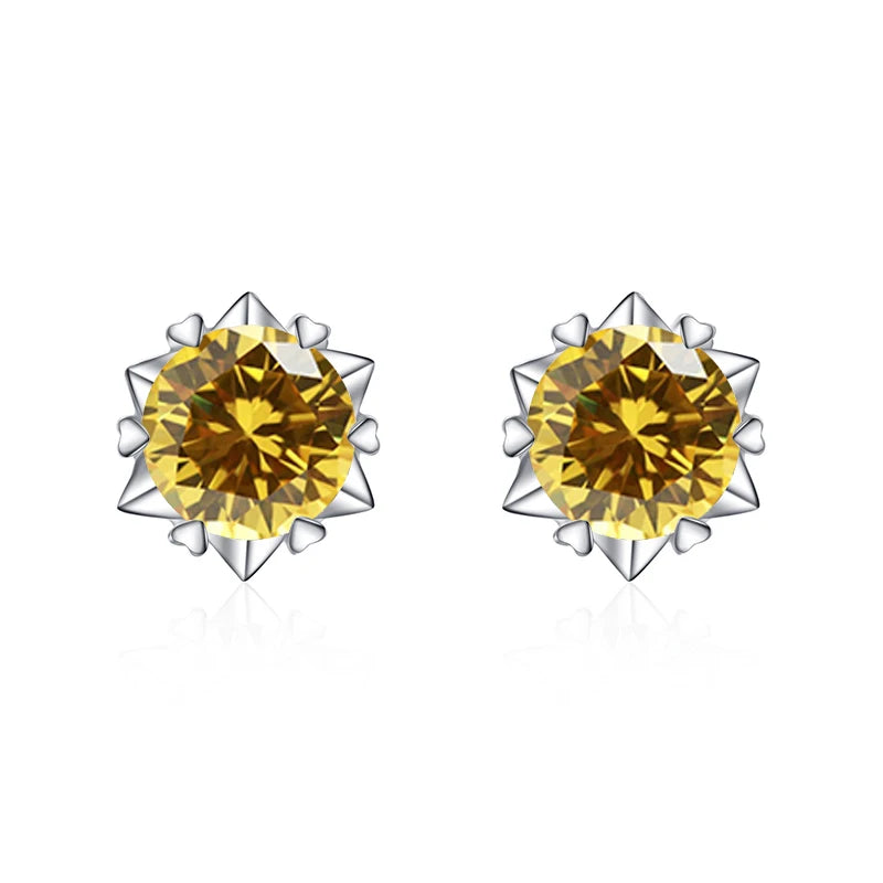 GRA Luxury Female S925 Silver Crystal Fashion Zircon Stone Earrings For Women Quality Jewelry Gift With Box Double Stud Earrings