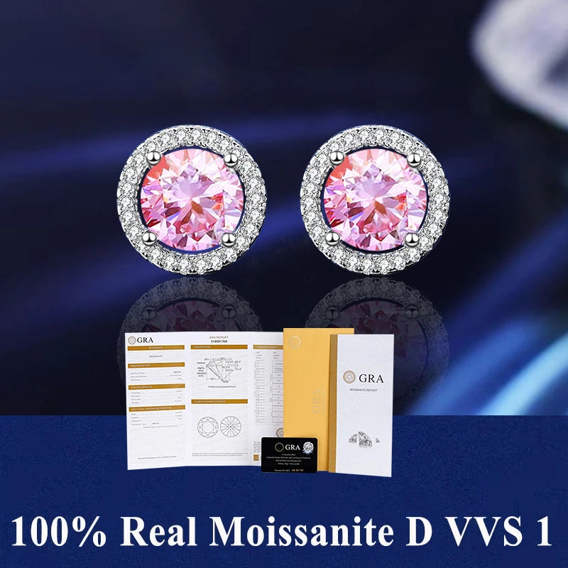 HOT GRA Moissanite Stud Earrings S925 Silver Platinum And Gold Plating 2 Certificates Pass Diamond Tester For Women Fine Jewelry
